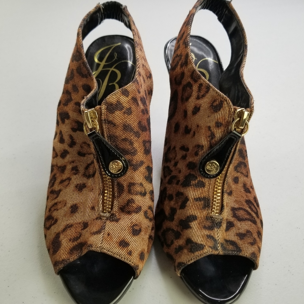 J. Renee size 10 leopard print sling back heels